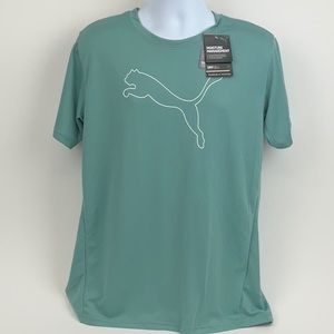 Puma Performance Cat Tee Mineral Blue New With Tags